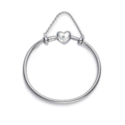Pulseira Life Fecho Coração e Topázio com corrente de segurança - 18 cm