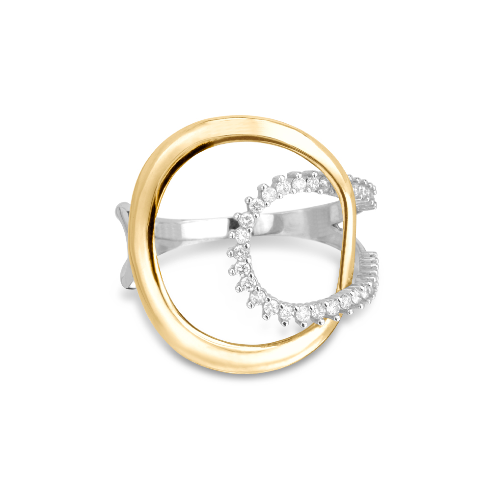 Anel Circolare Ouro Amarelo Ouro Branco e Diamantes Grande Menor preço em Anel Circolare Ouro Amarelo Ouro Branco e Diamantes Grande