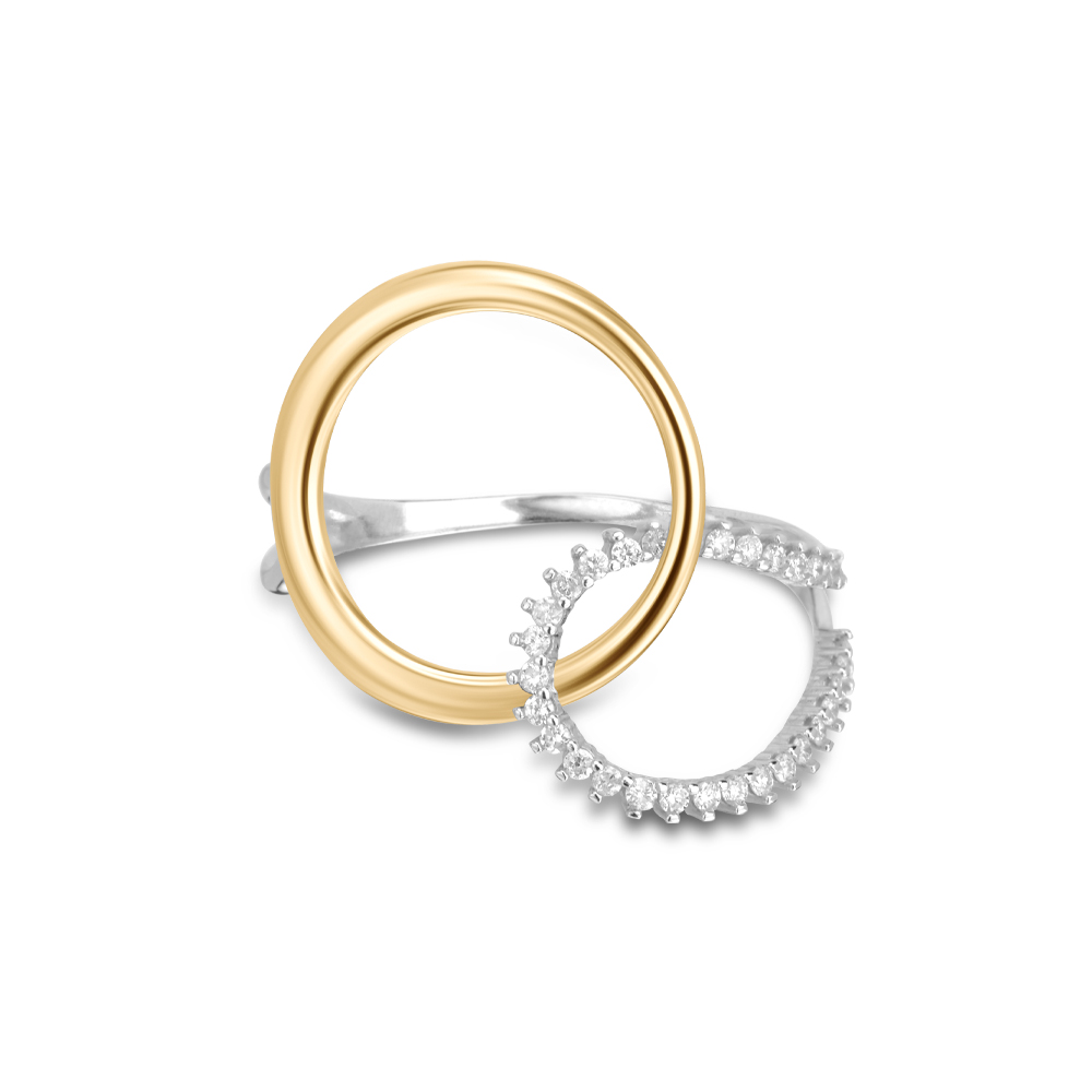 Anel Circolare Ouro Amarelo Ouro Branco e Diamantes Pequeno Menor preço em Anel Circolare Ouro Amarelo Ouro Branco e Diamantes Pequeno