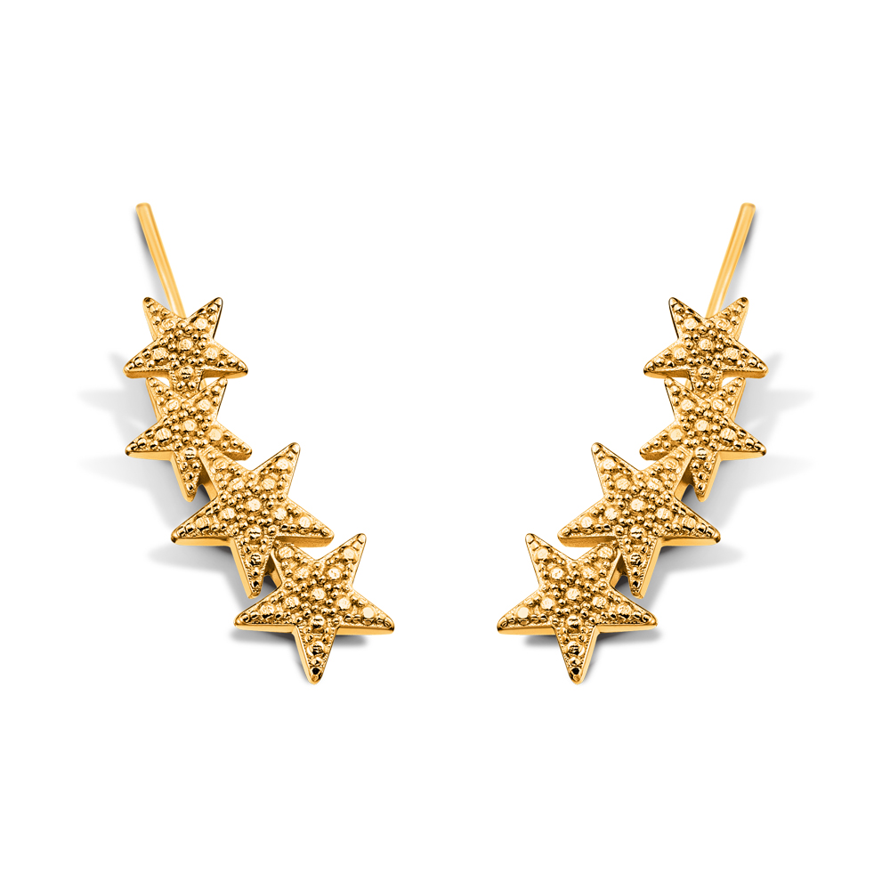 Brinco Life Estrelas com Banho de Ouro Amarelo Menor preço em Brinco Life Estrelas com Banho de Ouro Amarelo
