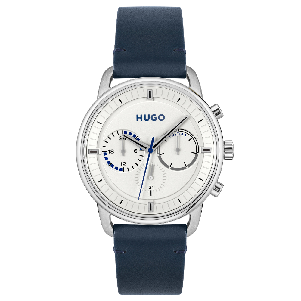 Relógio Hugo Masculino Couro Azul 1530233 05 ATM